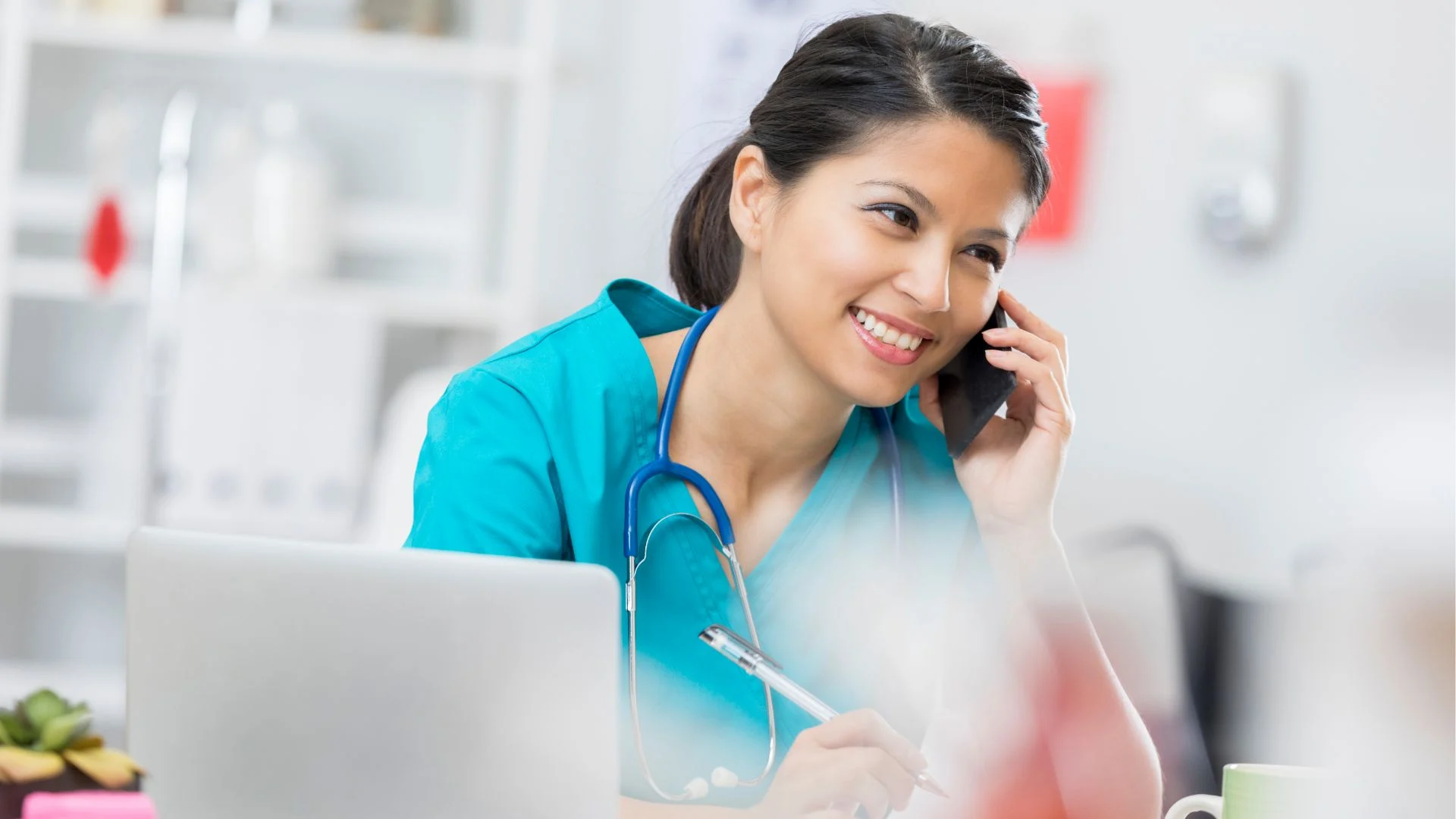 happy nurse working