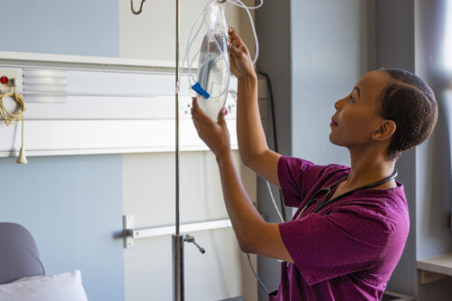 Nurse in IV training