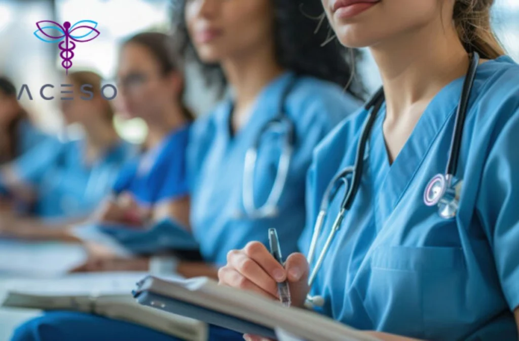 Nursing student preparing for the NCLEX exam using incredibly helpful study materials and instructor-led review from Aceso Institute of Health Professions serving Orlando and Central Florida.